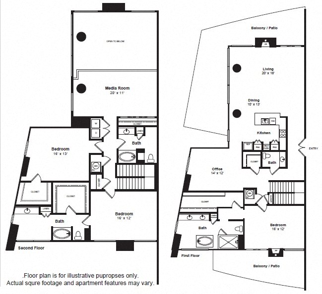 Floor plan for 3 beds, 3.5 baths, 3530 sqft